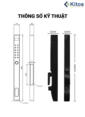 Khoá vân tay cửa nhôm Kitos KT-AL110