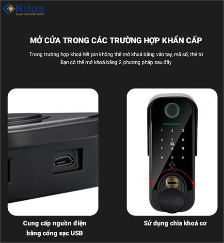 Khoá vân tay cửa cổng Kitos KT-DL03 Pro