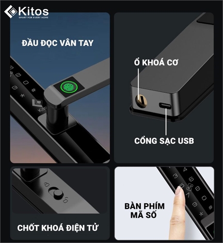 Khoá vân tay cửa nhôm Kitos KT-AL630 Plus