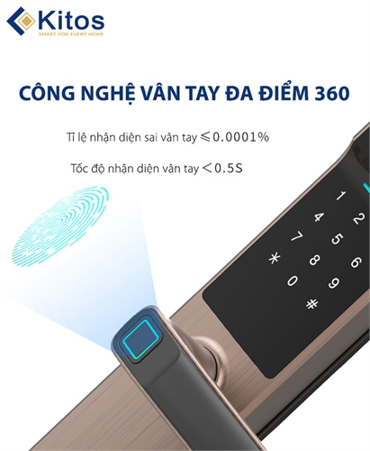 Khóa vân tay Kitos KT-G302 Pro - Màu đen