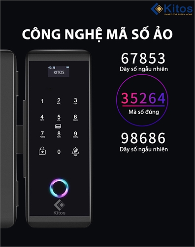 Khoá vân tay cửa kính Kitos KT-GL60 Plus