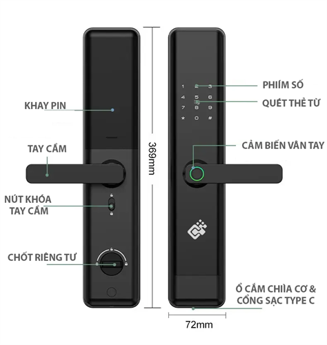 Khóa vân tay mở cửa từ xa Censmart Lock A05
