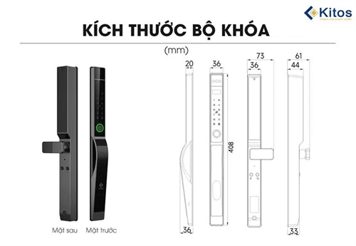 Khóa vân tay cửa nhôm Kitos ALS5 Face ID