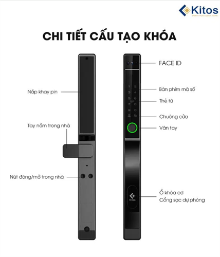 Khóa vân tay cửa nhôm Kitos ALS5 Face ID