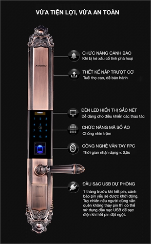 Khóa vân tay tân cổ điển Kaadas 6002