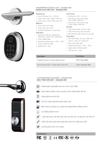 Khóa điện tử Kaadas M9-5