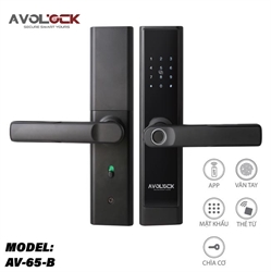 Khoá cửa gỗ vân tay Avolock AV 65 Black App wifi