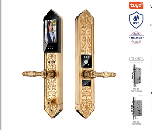 Khoá cửa tân cổ Avolock AC-998F-G thông minh có Face ID, App wifi