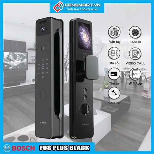 Khóa cửa vân tay Bosch FU8 Plus Black Face ID, App Wifi