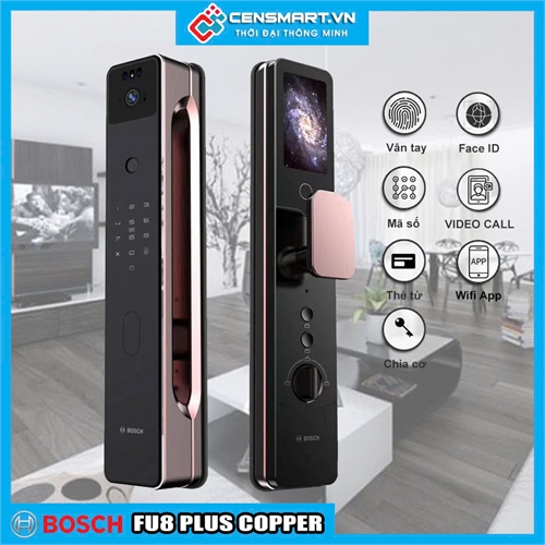 Khóa cửa vân tay Bosch FU8 Plus Black Face ID, App Wifi