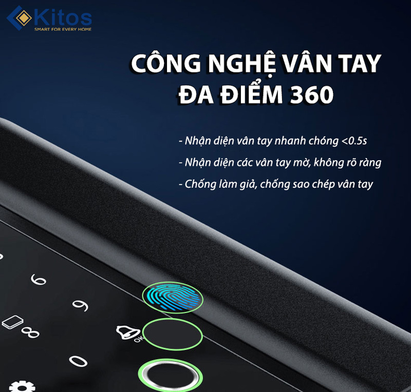 Khoá vân tay cửa kính Kitos KT-GL60 Plus