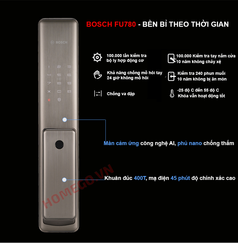 Khóa cửa vân tay Bosch FU750 màu đen