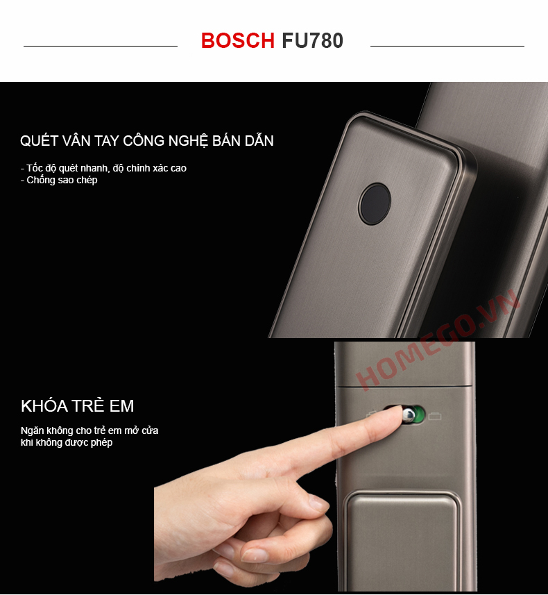 Khóa cửa vân tay Bosch FU750 màu đen