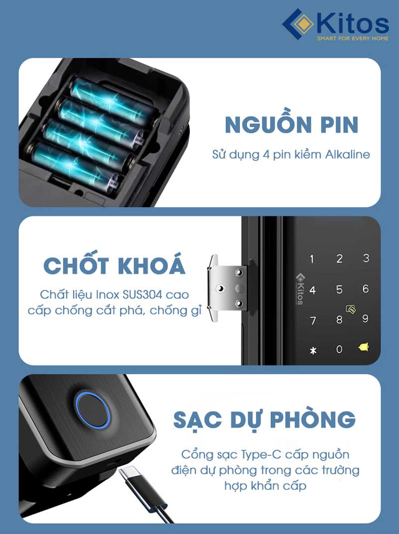 Khóa cửa thông minh Kitos KT-GL30 FACE ID