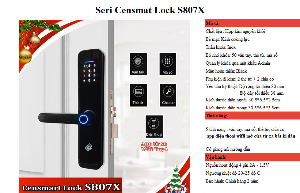 Khóa vân tay Censmart Lock S807X