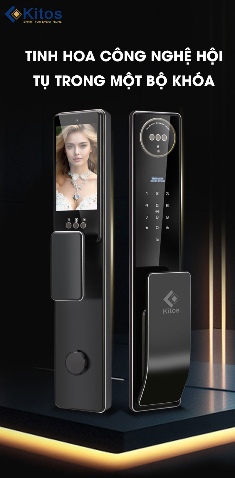 Khóa vân tay nhận diện khuôn mặt Kitos KT-X8 FACE ID