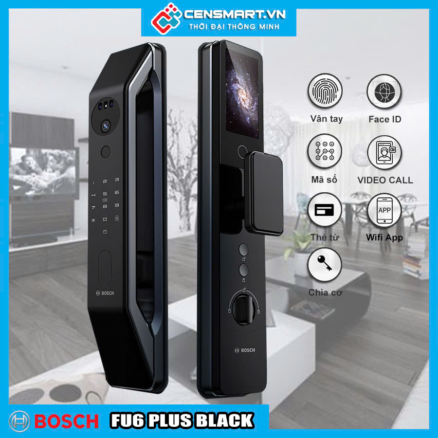 Khóa cửa vân tay Bosch FU6 EU Plus Black Face ID, App Wifi